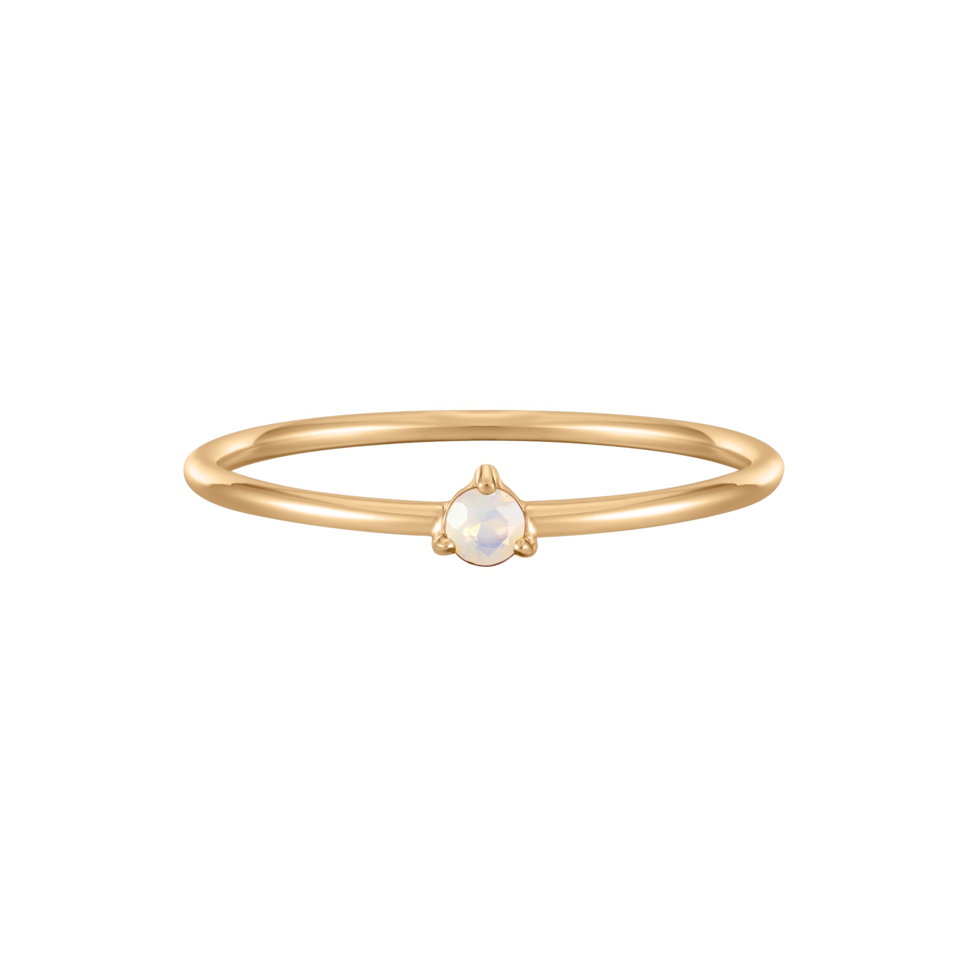 October Opal Birthstone Solitaire Ring in Solid Gold