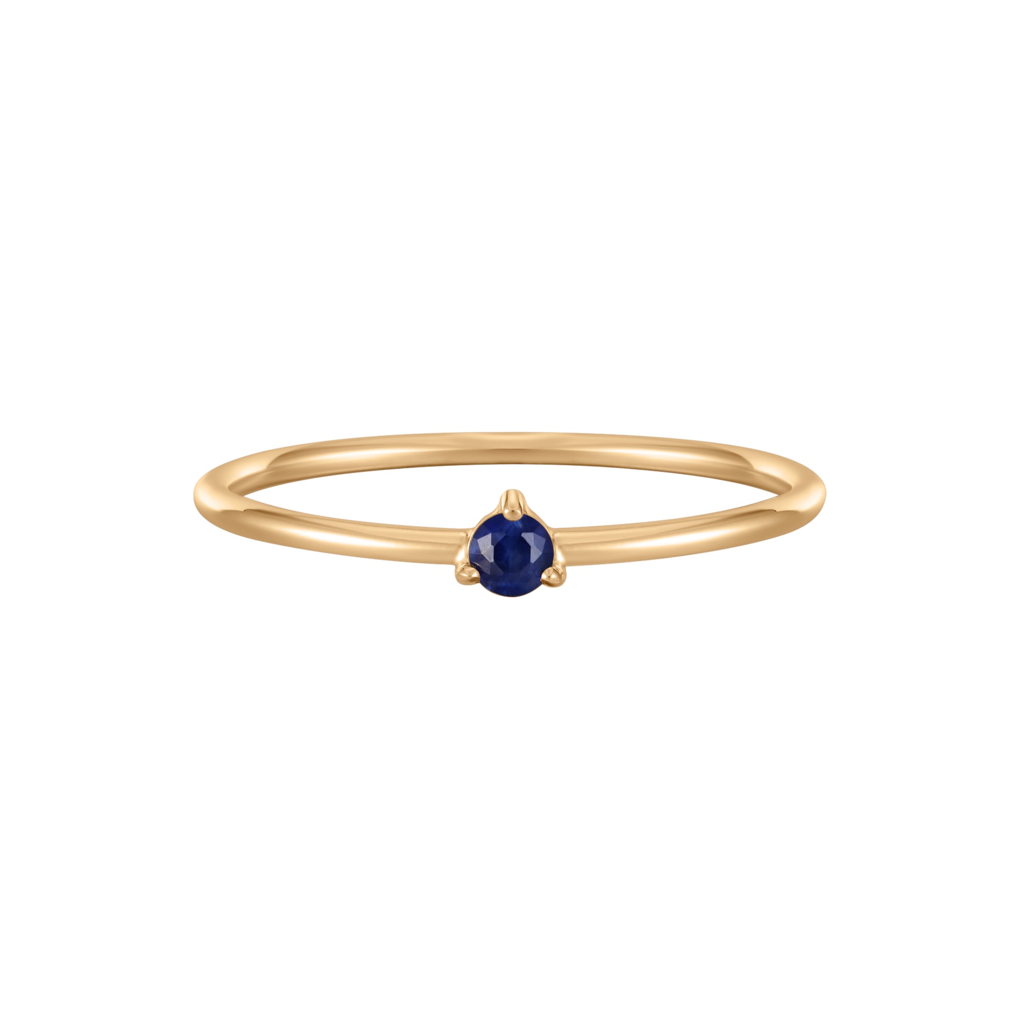 September Sapphire Birthstone Solitaire Ring in Solid Gold