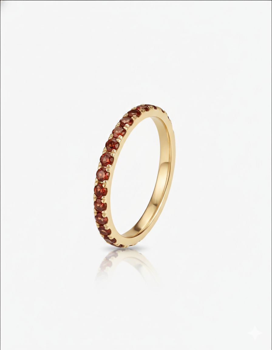 January Birthstone Garnet Eternity Ring