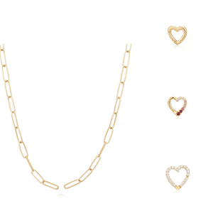 The Diamond Heart Paperclip Chain Necklace