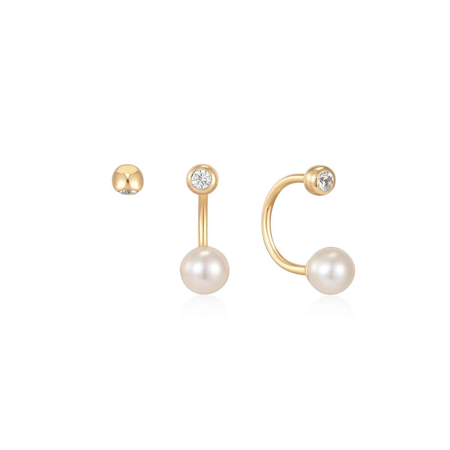 Ivory Crescent Pearl Earring in Solid Gold