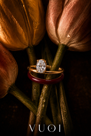 Verdant Enamel Solitaire Ring