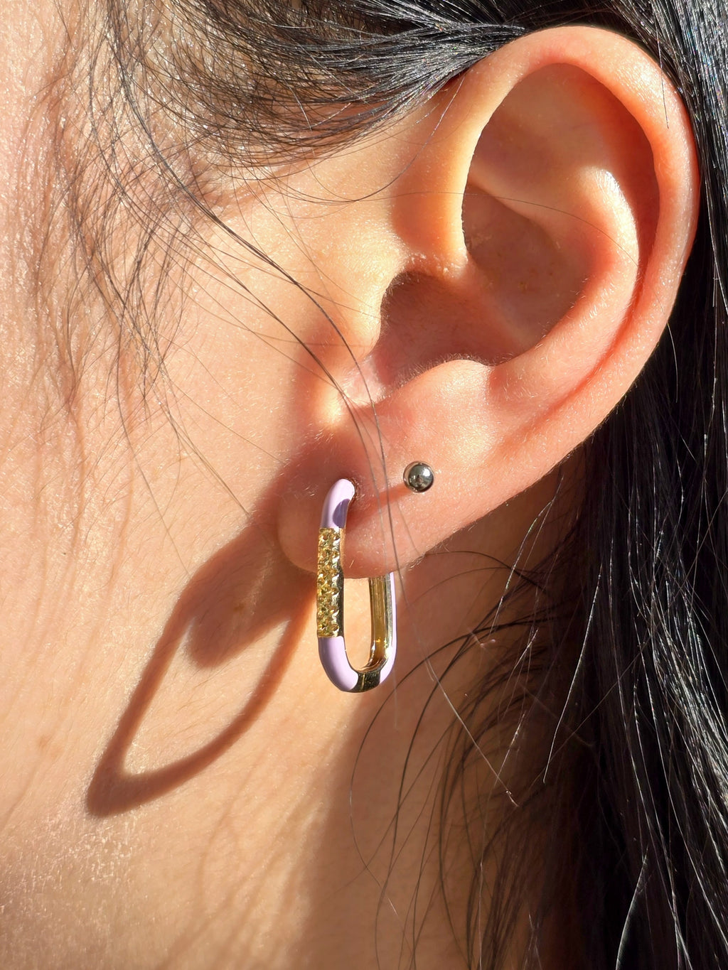 Lilac Glow Huggie Earring