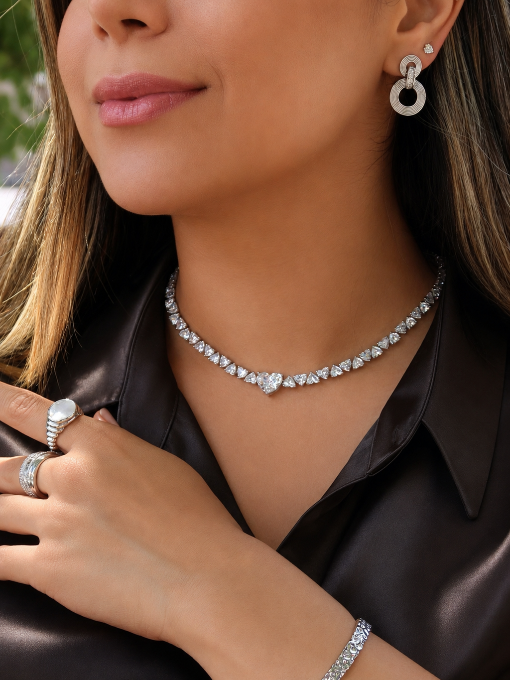 Eternal Heartline Tennis Necklace