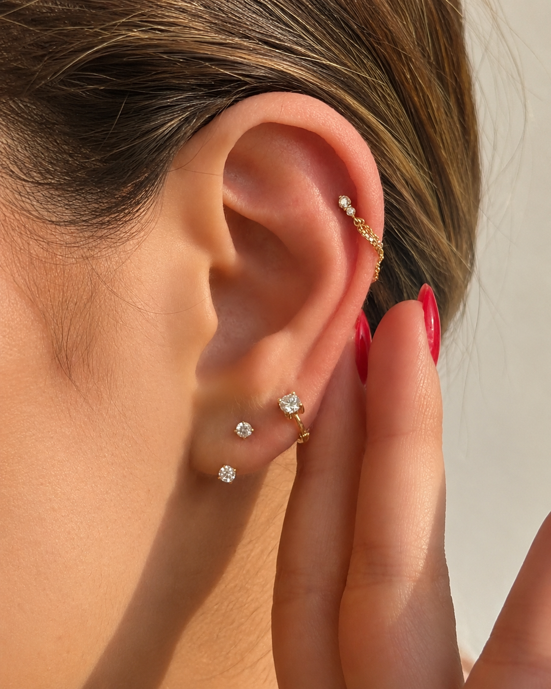 Diamond Double Chain Flatback Earring