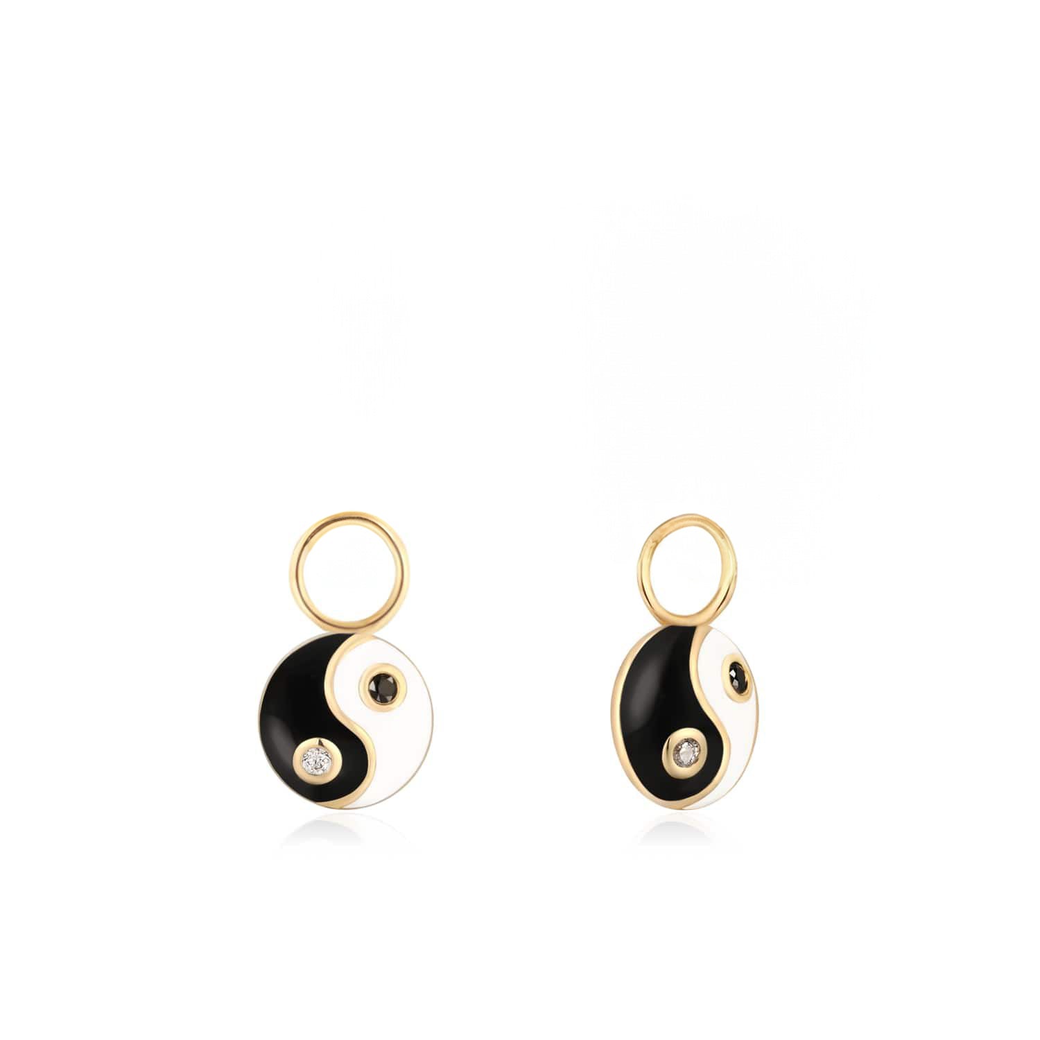 Yin Yang Harmony Enamel Charm in Solid Gold