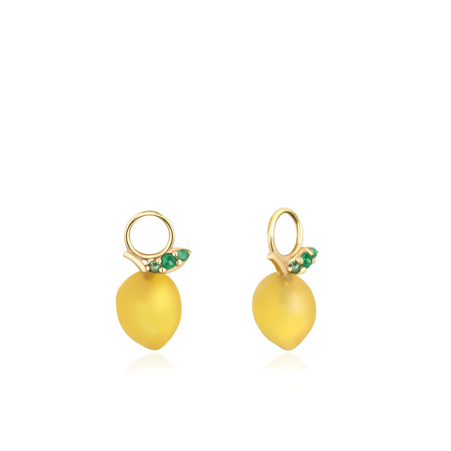 Lemon Enamel Charm in Solid Gold