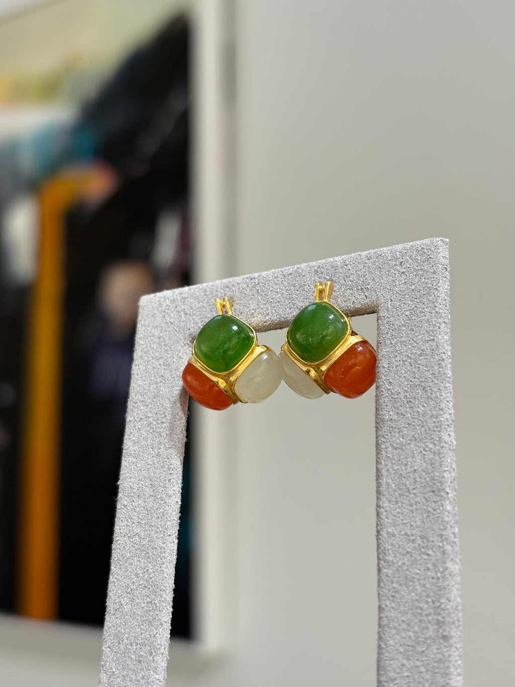 Trinity Jade Huggie Earrings