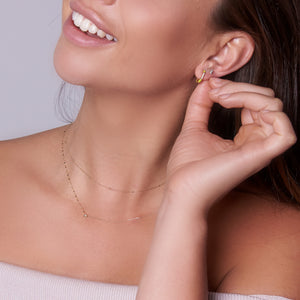 Enamel Rectangle Huggie Earring