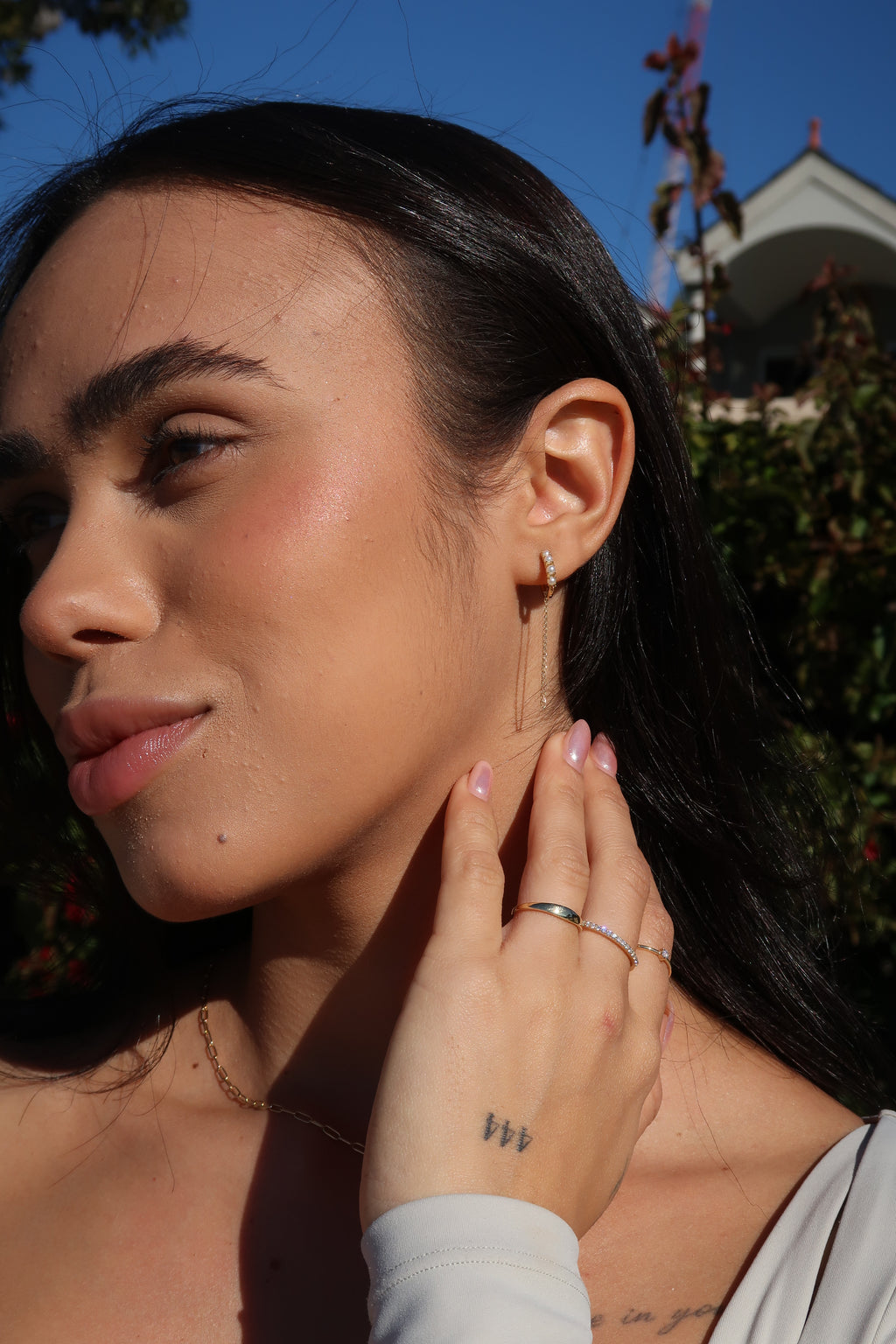 Shimmer Chain Huggie Earring