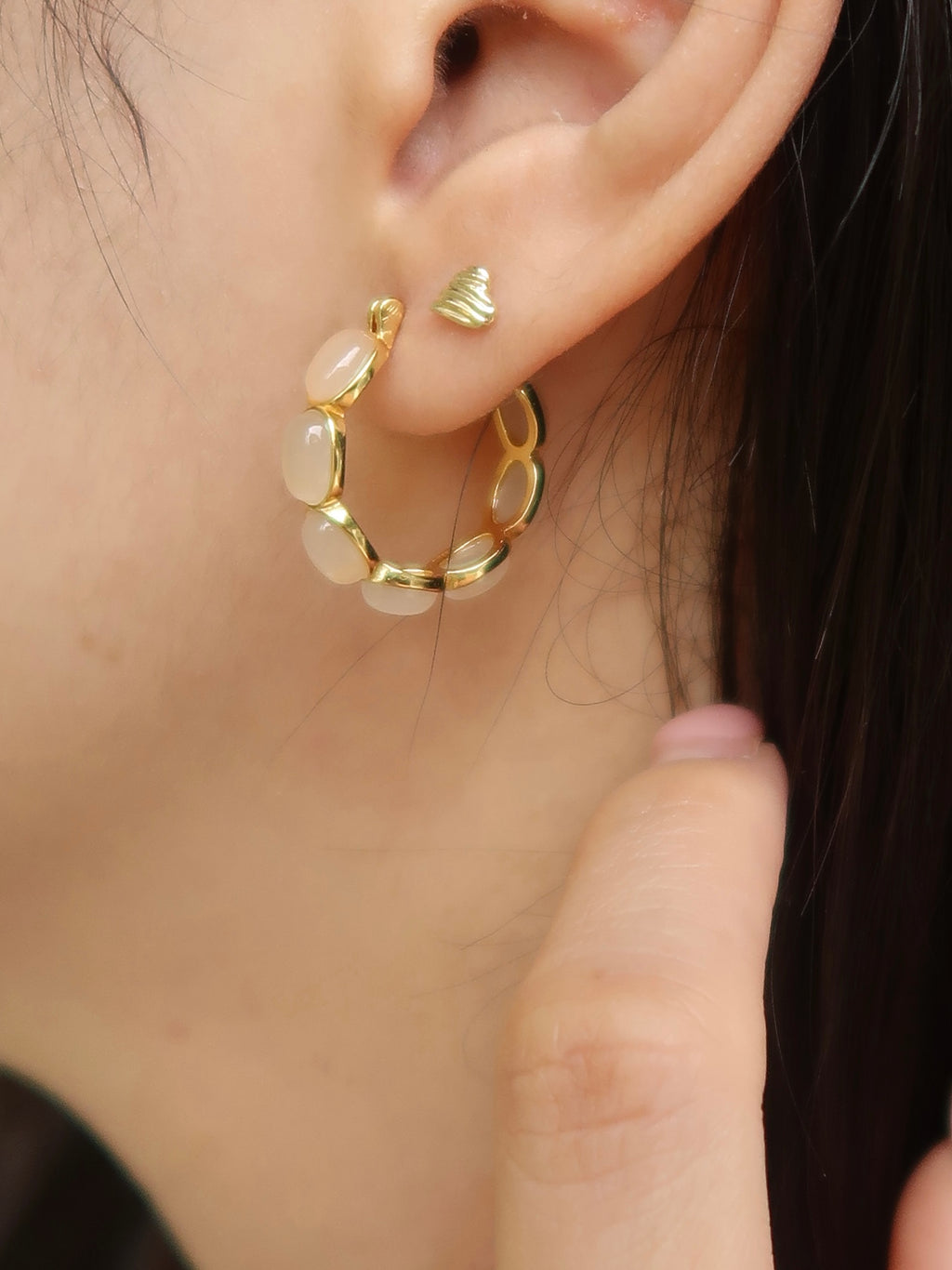 Aurora Jade Hoop Earrings