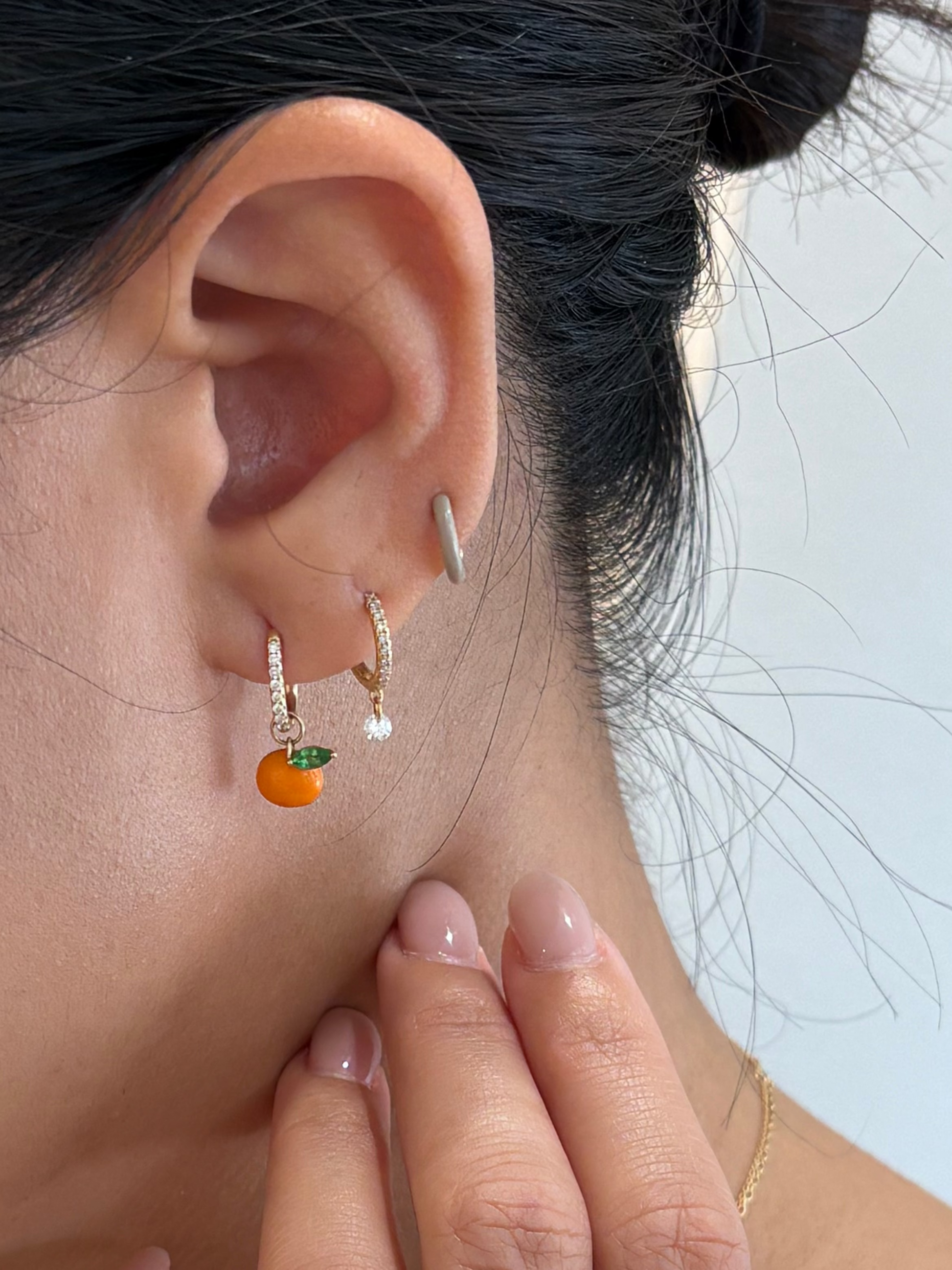 Medium Enamel Huggie Earring
