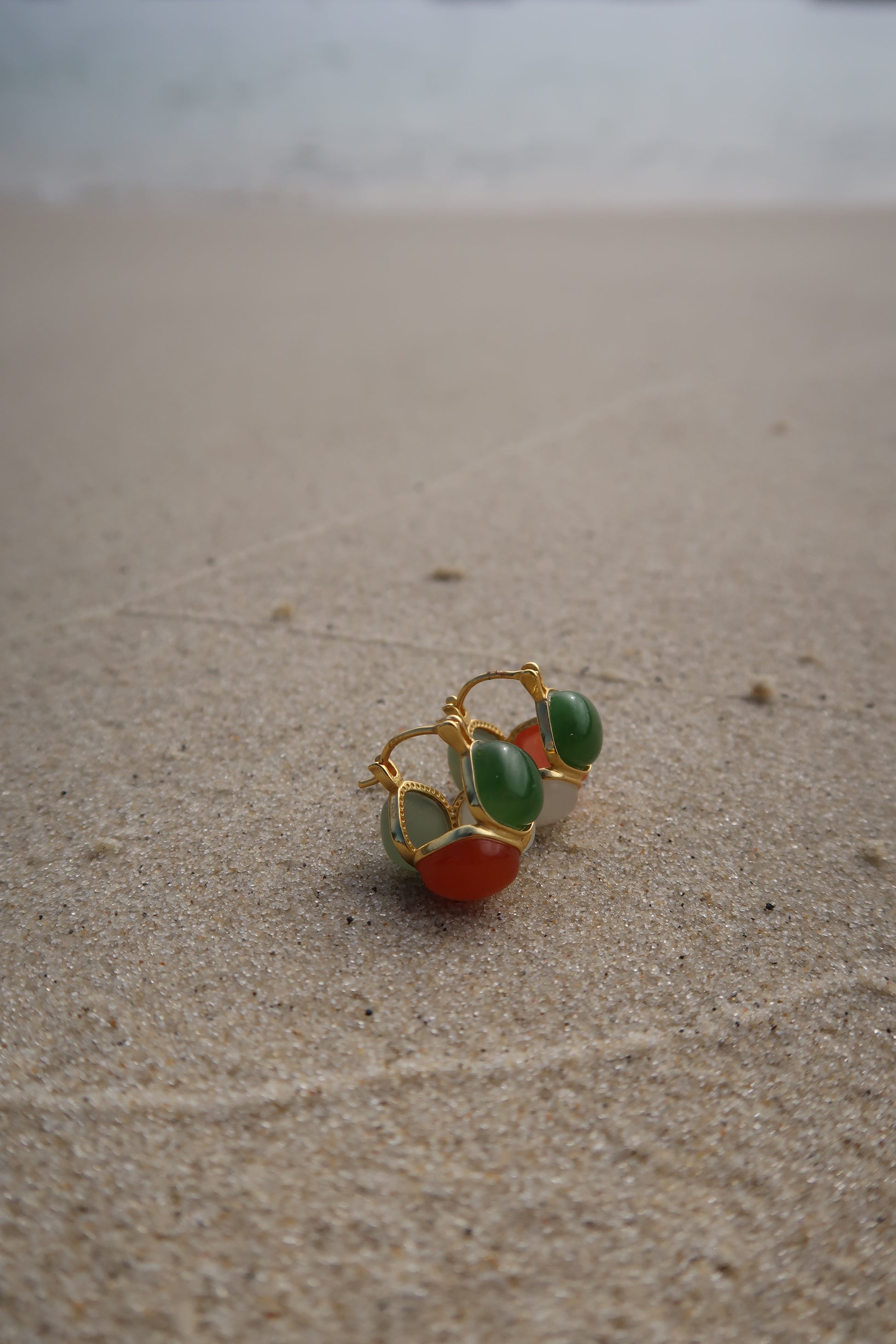 Trinity Jade Huggie Earrings