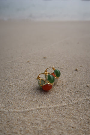 Trinity Jade Huggie Earrings