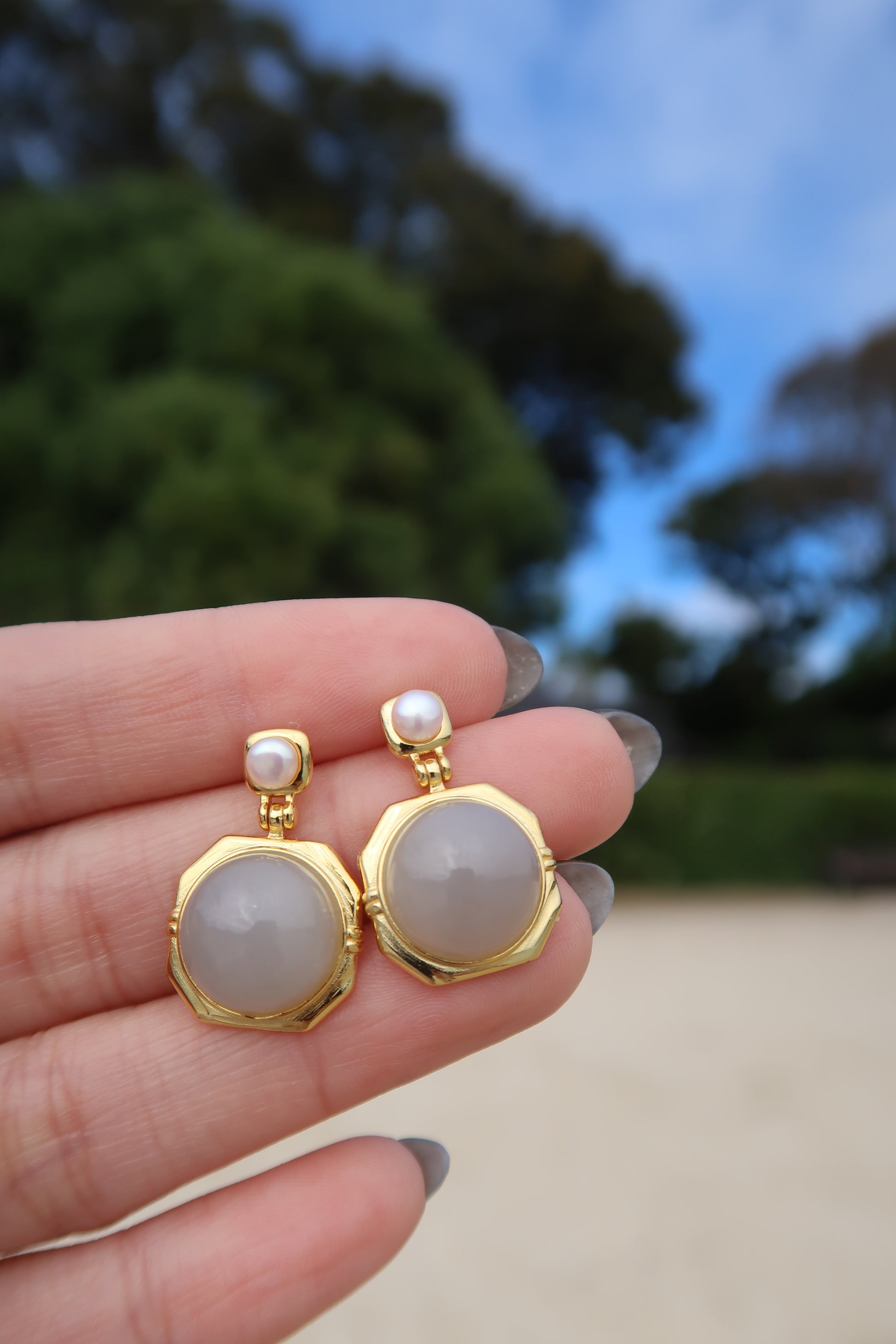 Luna Pearl Jade Drop Earrings