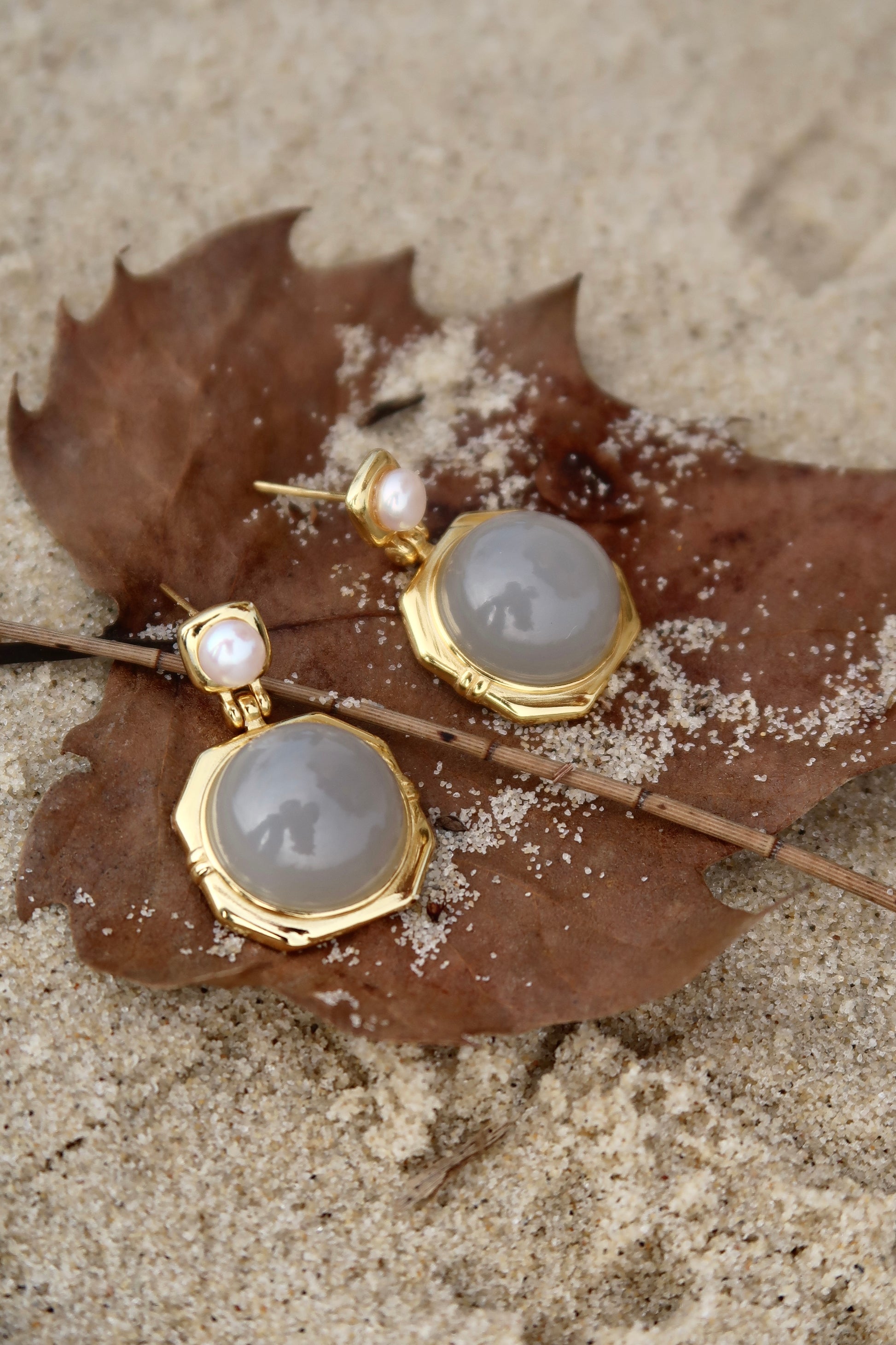 Luna Pearl Jade Drop Earrings