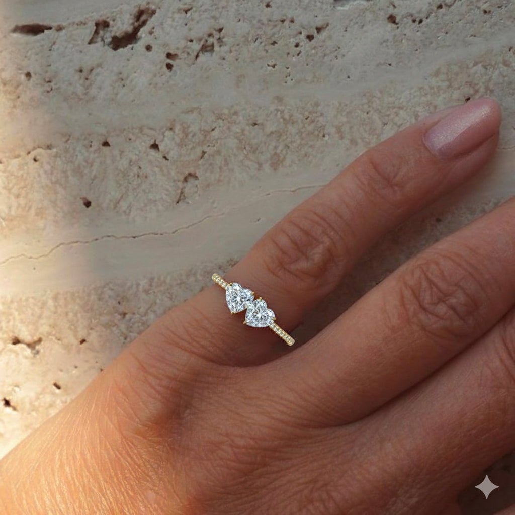 Lyra Twin Heart Ring