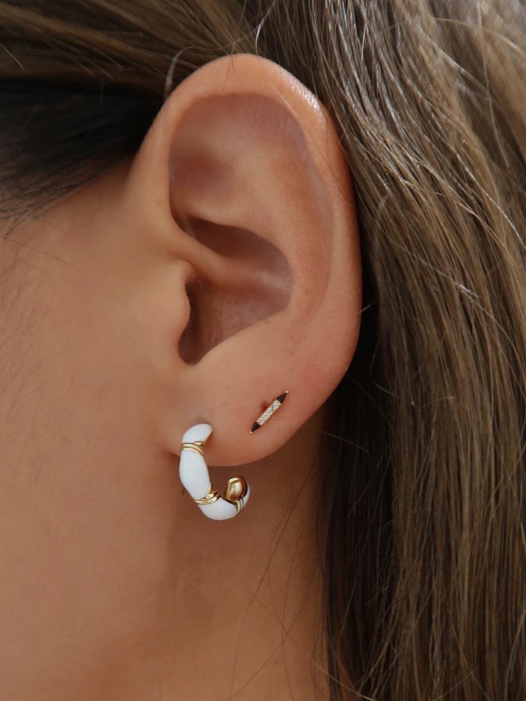 Bullet Diamond Stud Earring
