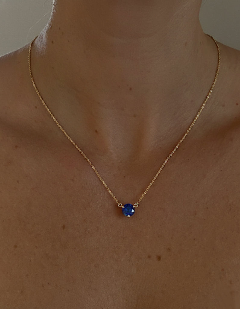 September Birthstone Sapphire Solitaire Necklace
