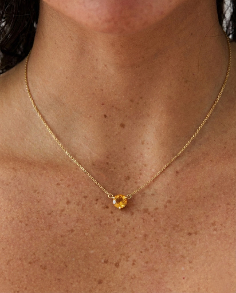 November Birthstone Citrin Solitaire Necklace