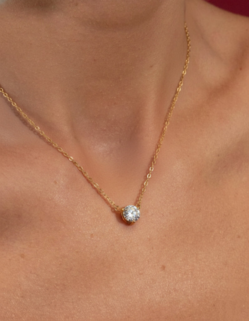 April Birthstone Diamond Solitaire Necklace
