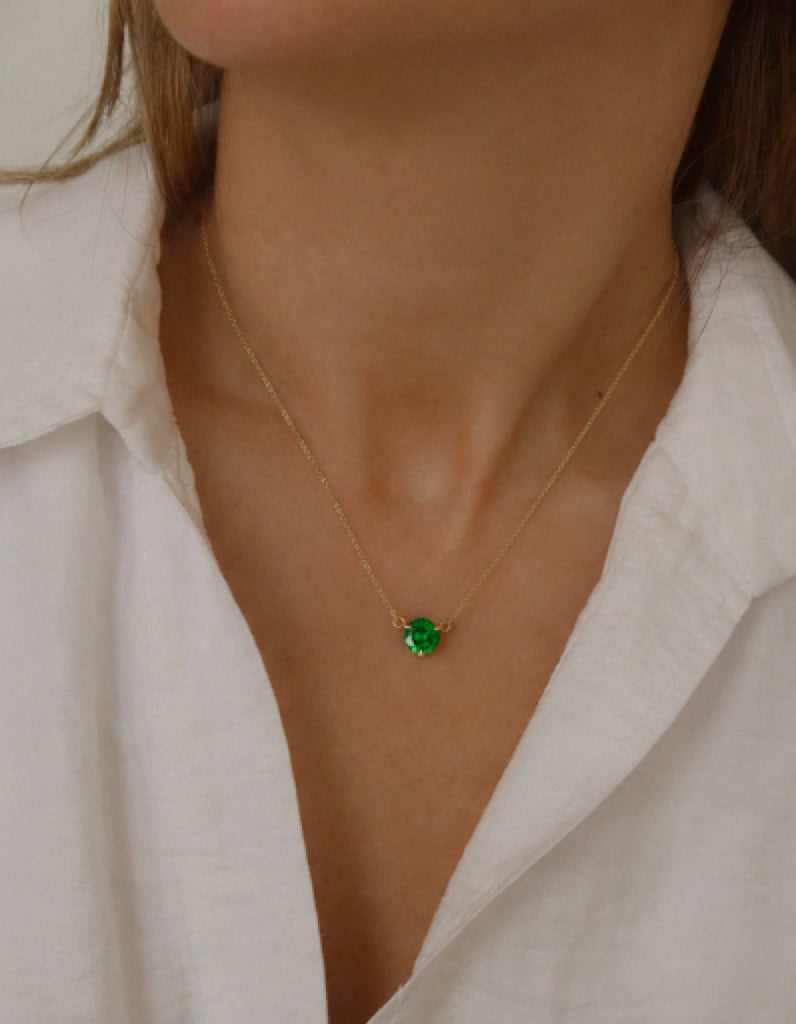 May Birthstone Tsavorite Solitaire Necklace