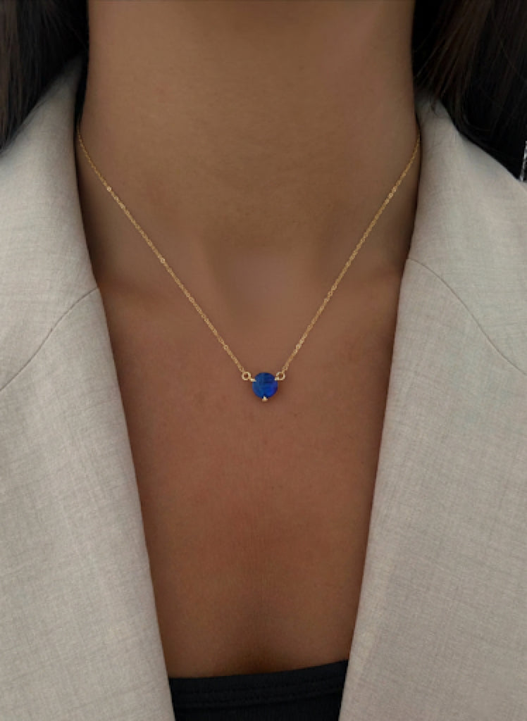 October Birthstone Opal Solitaire Necklace