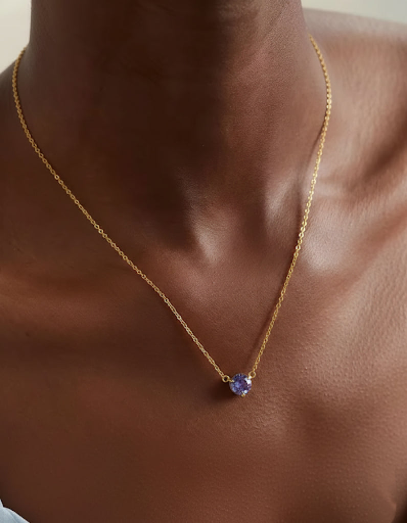 December Birthstone Tanzanite Solitaire Necklace
