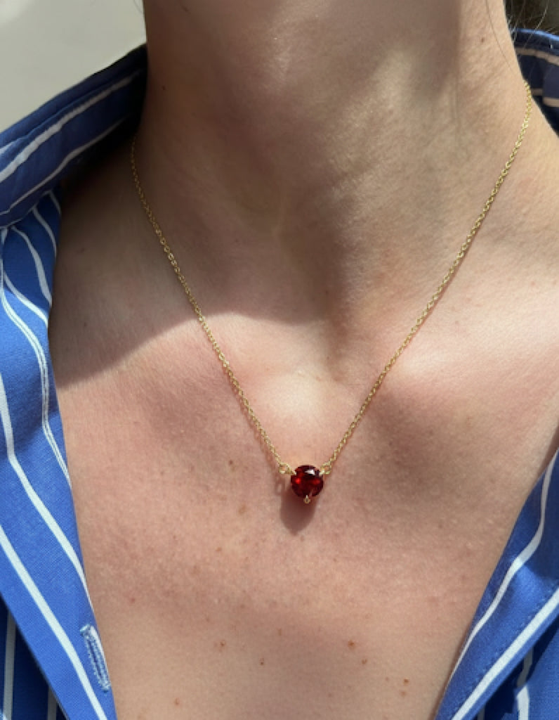 January Birthstone Garnet Solitaire Necklace