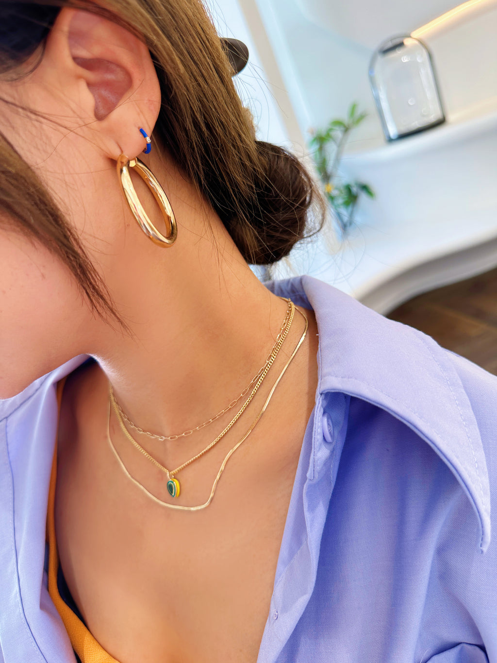 Enamel Round Huggie Earring