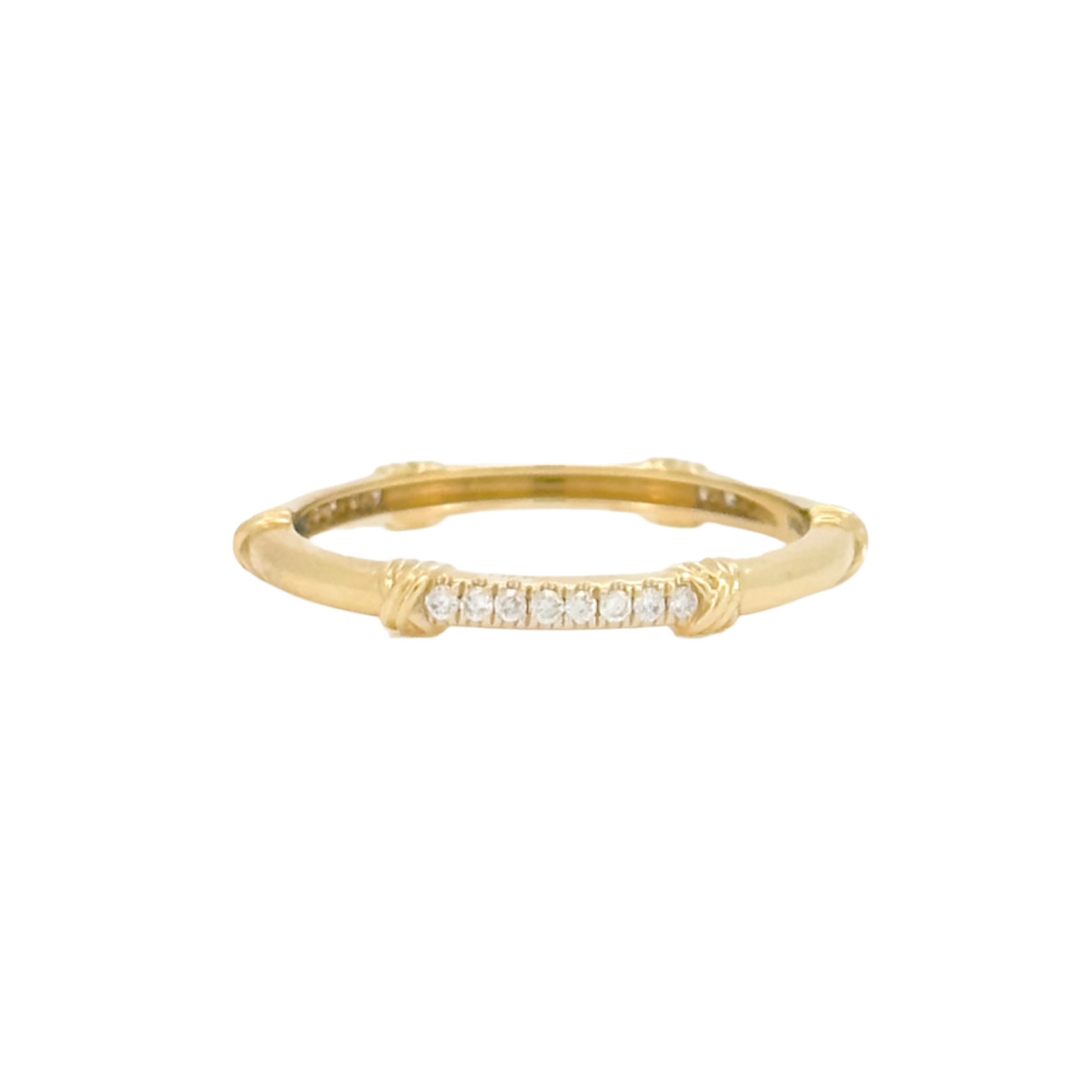 Bamboo Diamond Ring in Solid Gold