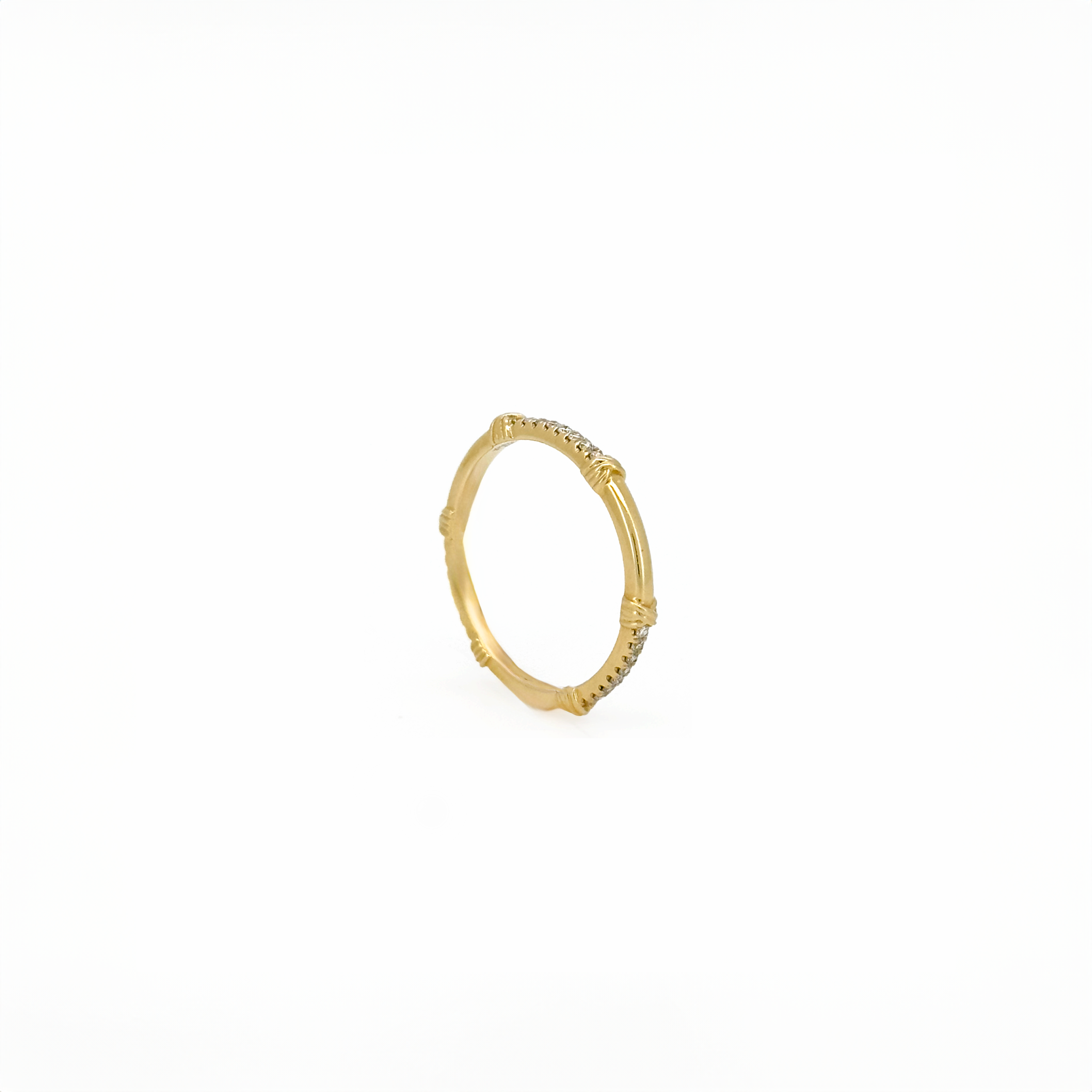 Bamboo Diamond Ring in Solid Gold