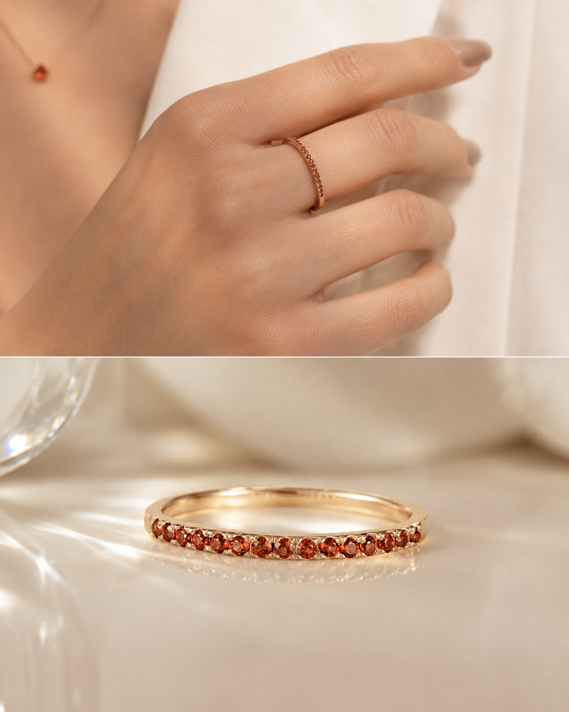 January Birthstone Garnet Eternity Ring