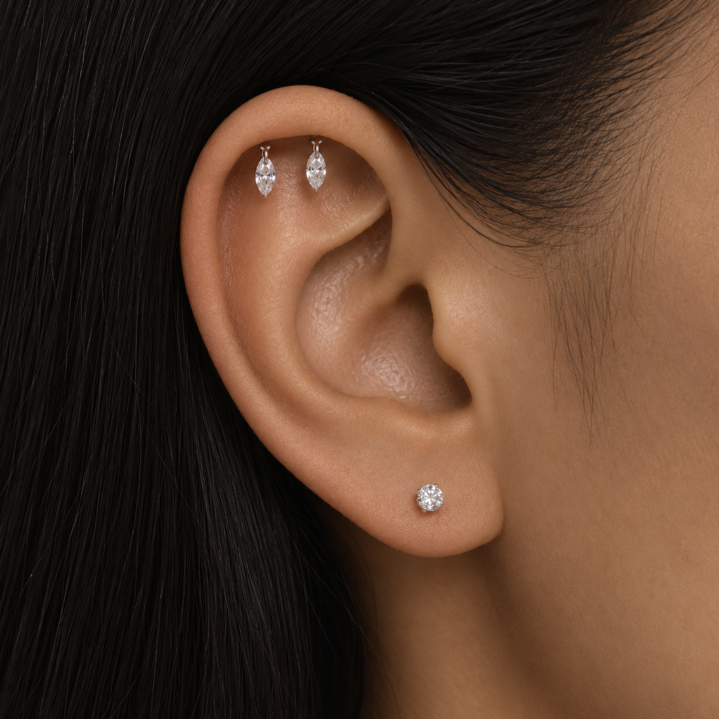 Diamond Arc Flatback Earring