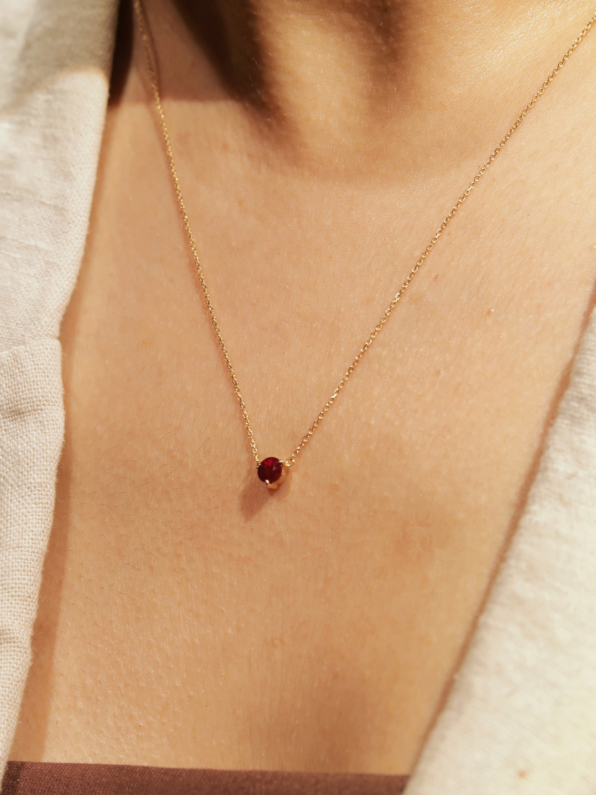 January Birthstone Garnet Solitaire Necklace