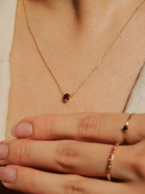 July Birthstone Ruby Solitaire Necklace