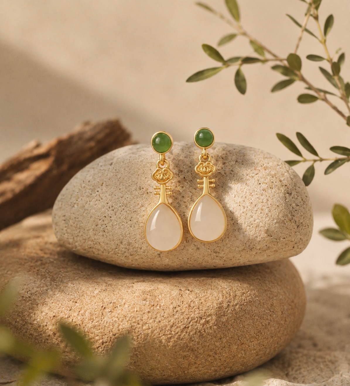 Jade Wishbone Drop Earrings
