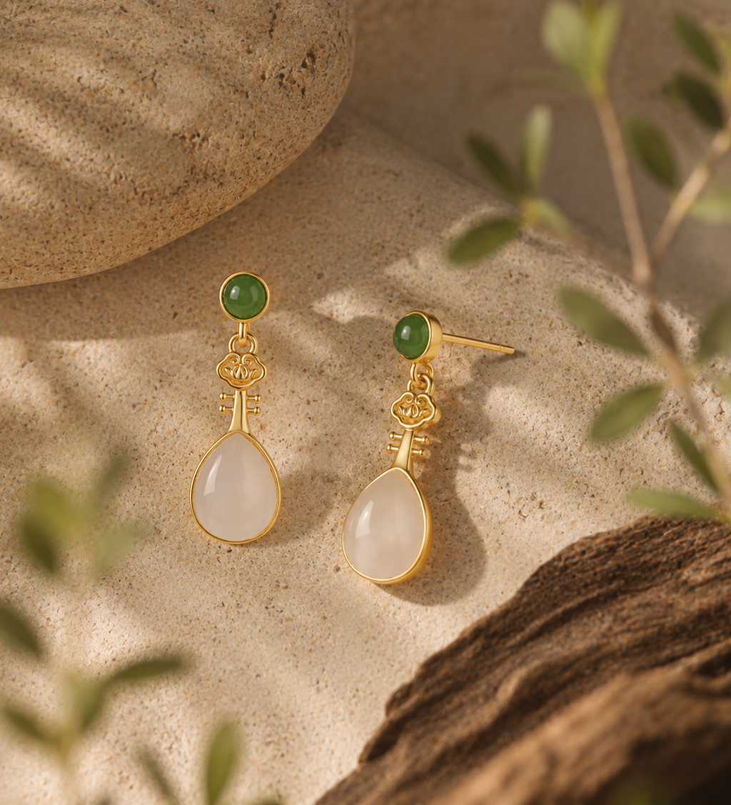 Jade Wishbone Drop Earrings