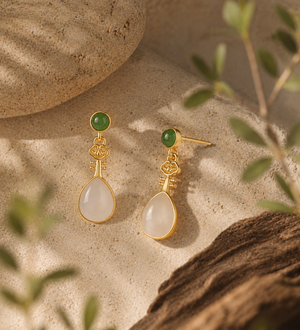 Jade Wishbone Drop Earrings