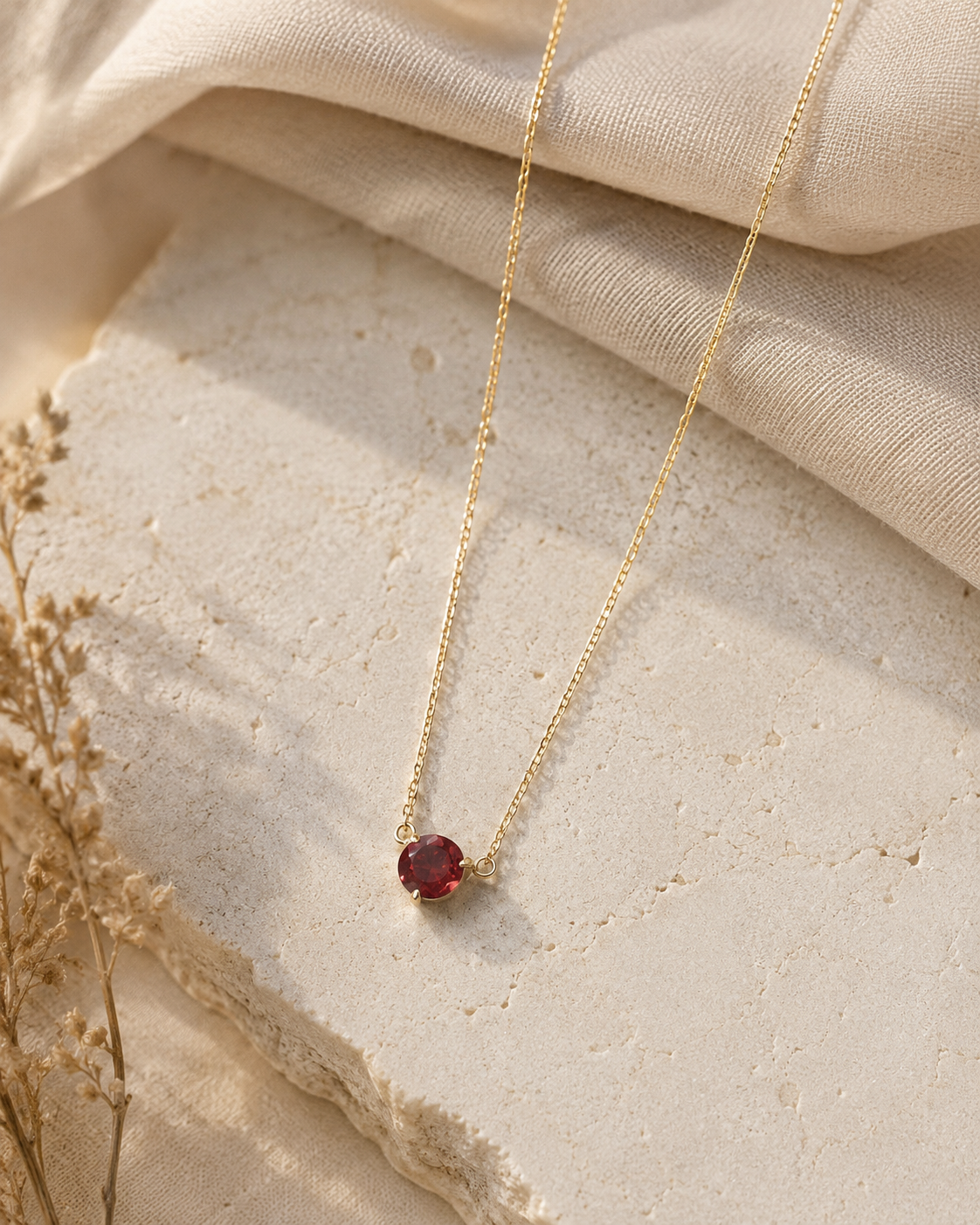 January Birthstone Garnet Solitaire Necklace