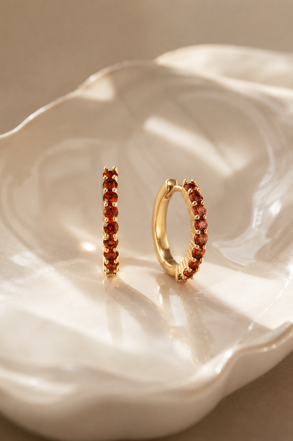 January Birthstone Garnet Huggie Earring