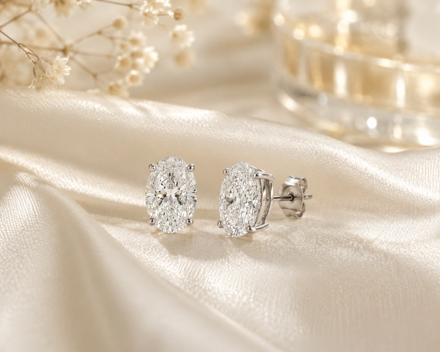 2ct Each Classic Oval Diamond Stud Earring