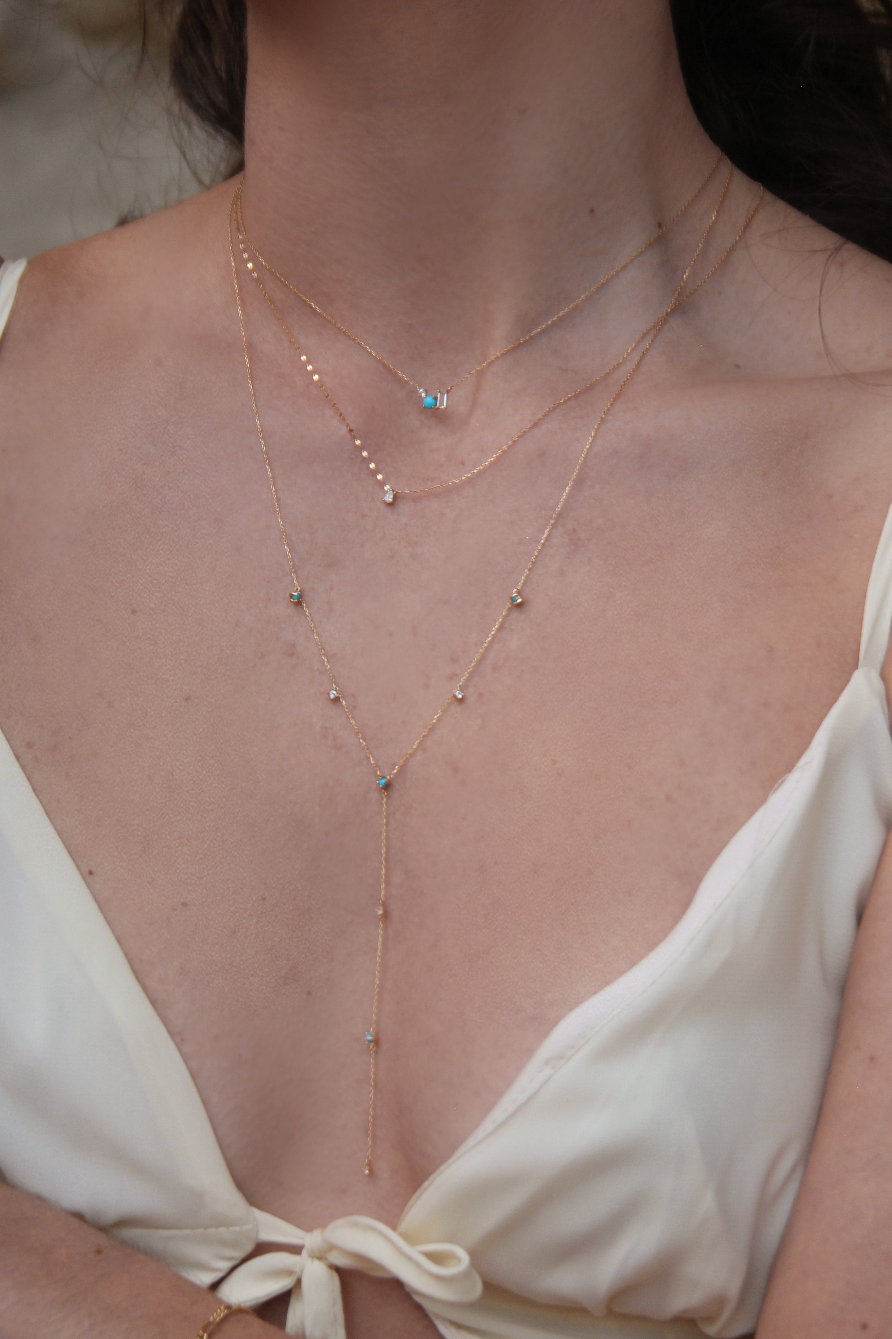  Natural Turquoise Necklace in Solid Gold