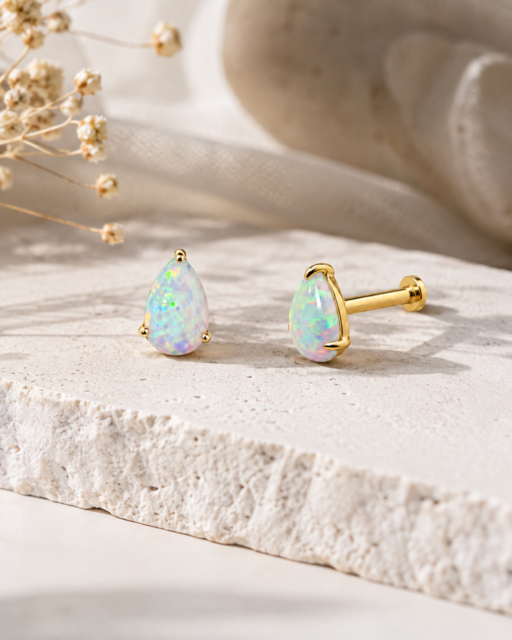 Lueur Opal Flatback Earring