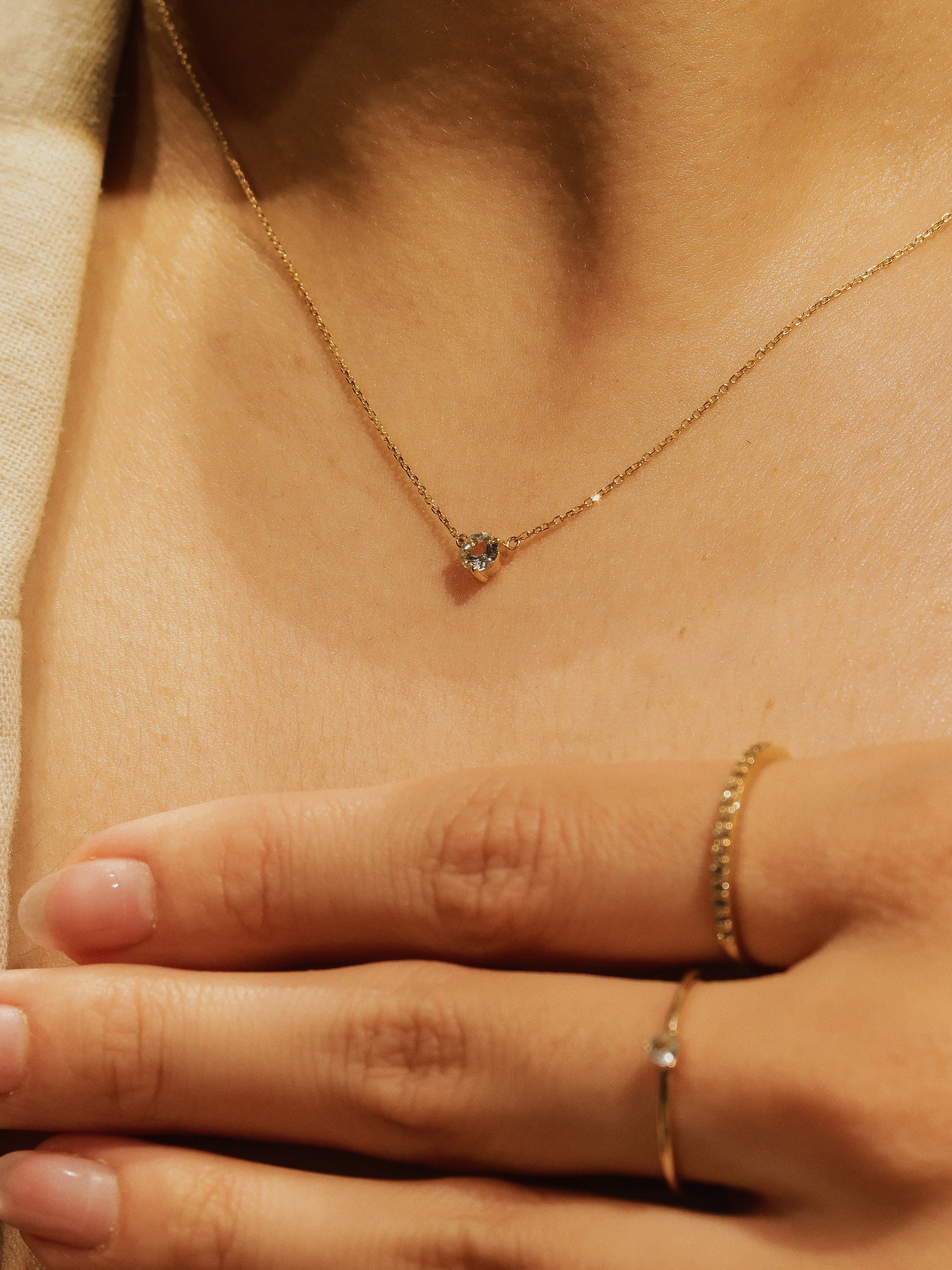 March Birthstone Aquamarine Solitaire Necklace