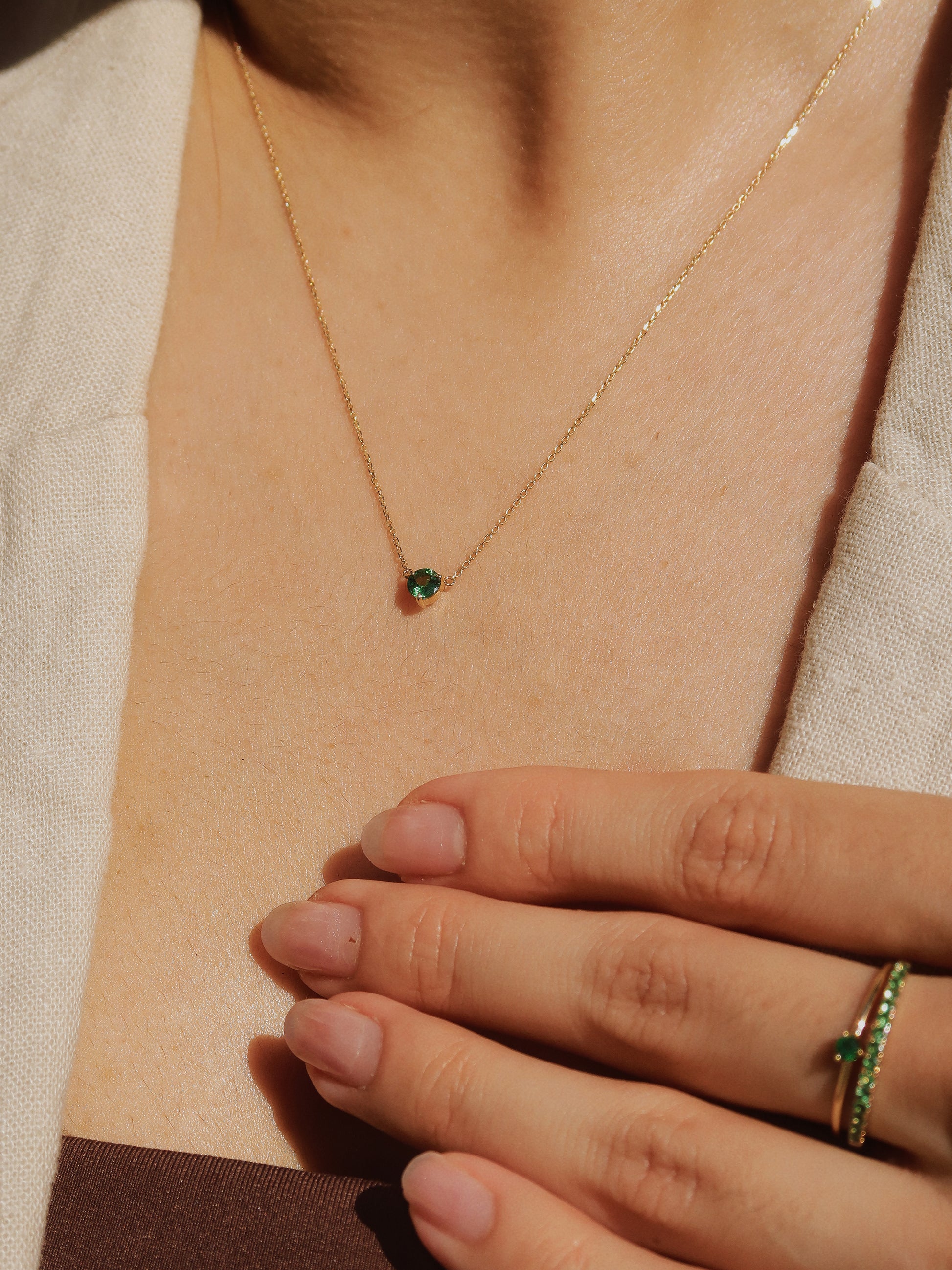 May Birthstone Tsavorite Solitaire Necklace