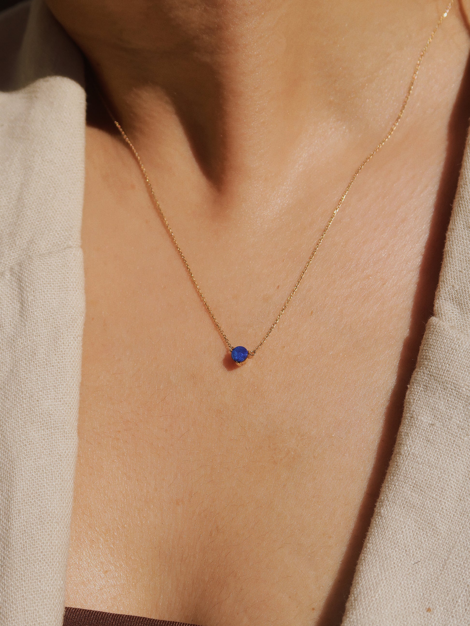 October Birthstone Opal Solitaire Necklace