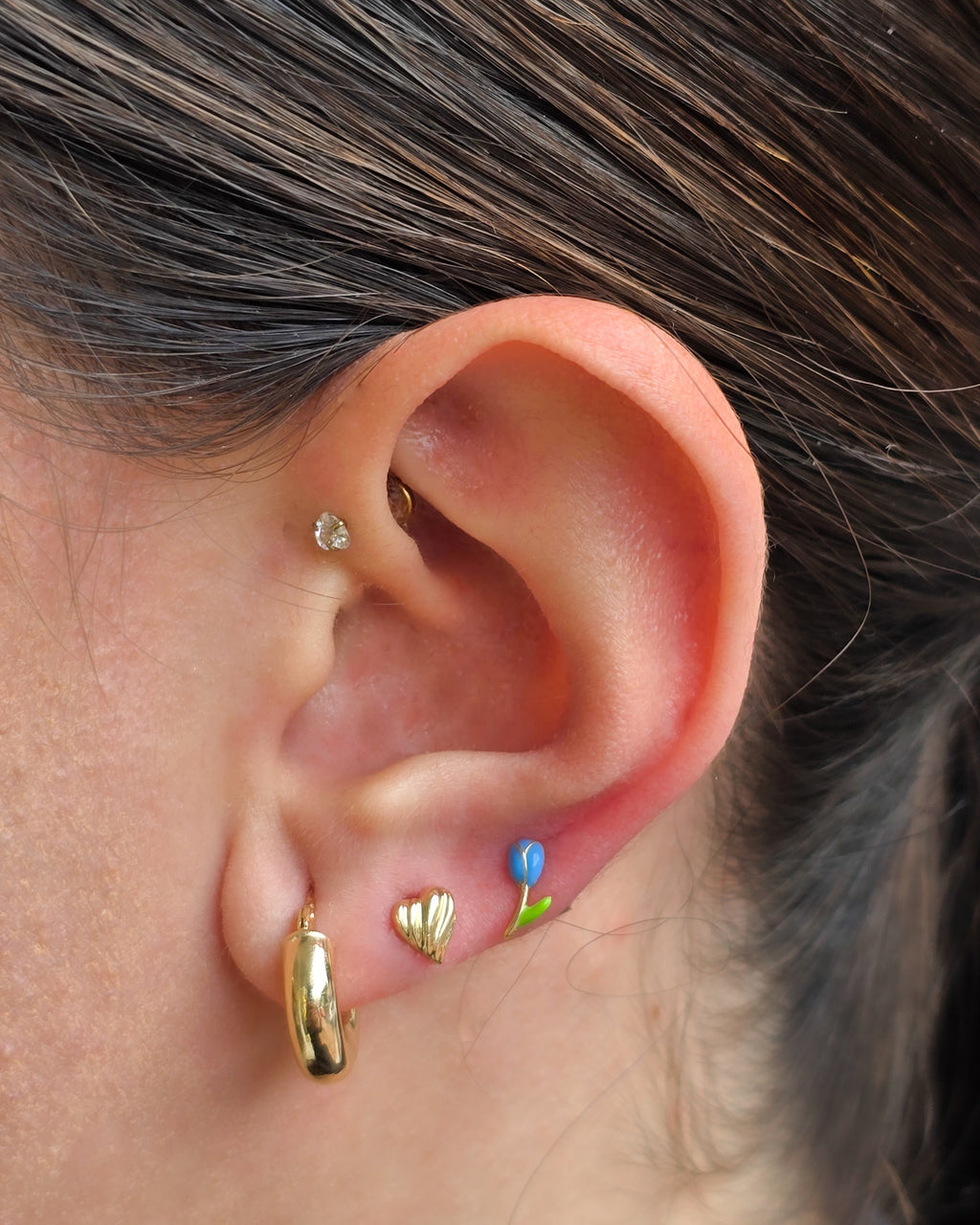 Blooming Tulip Enamel Stud Earring