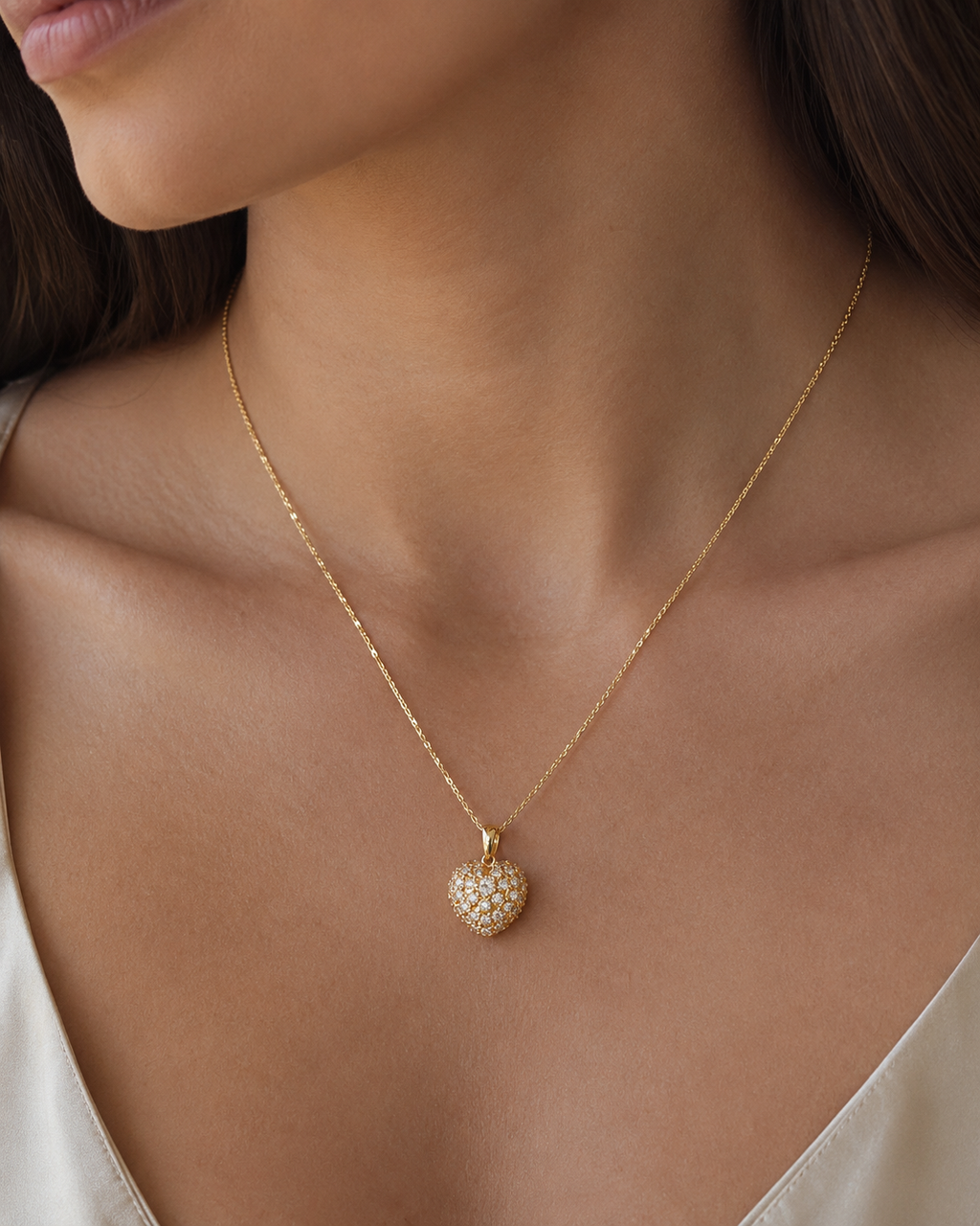 Puffy Heart Diamond Pendant