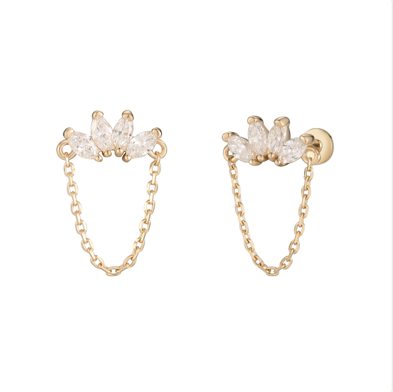 LOTUSDROP DIAMOND FLATBACK STUDS